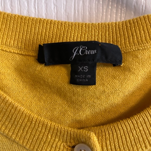 J. Crew Yellow Cardigan with Black Floral Design - Picture 3 of 5